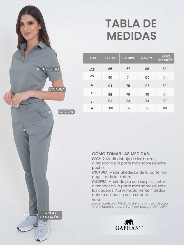 Camisa de uniforme médico Polo Gris