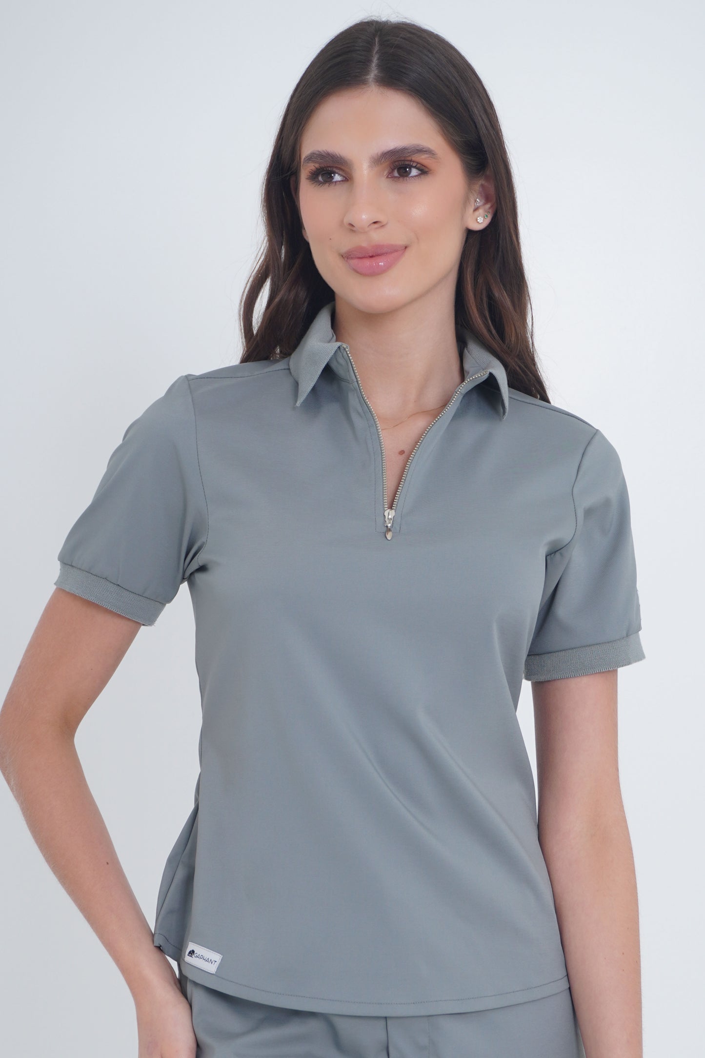 Camisa de uniforme médico Polo Gris