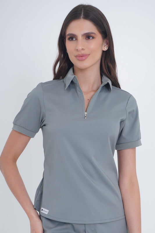 Camisa de uniforme médico Polo Gris