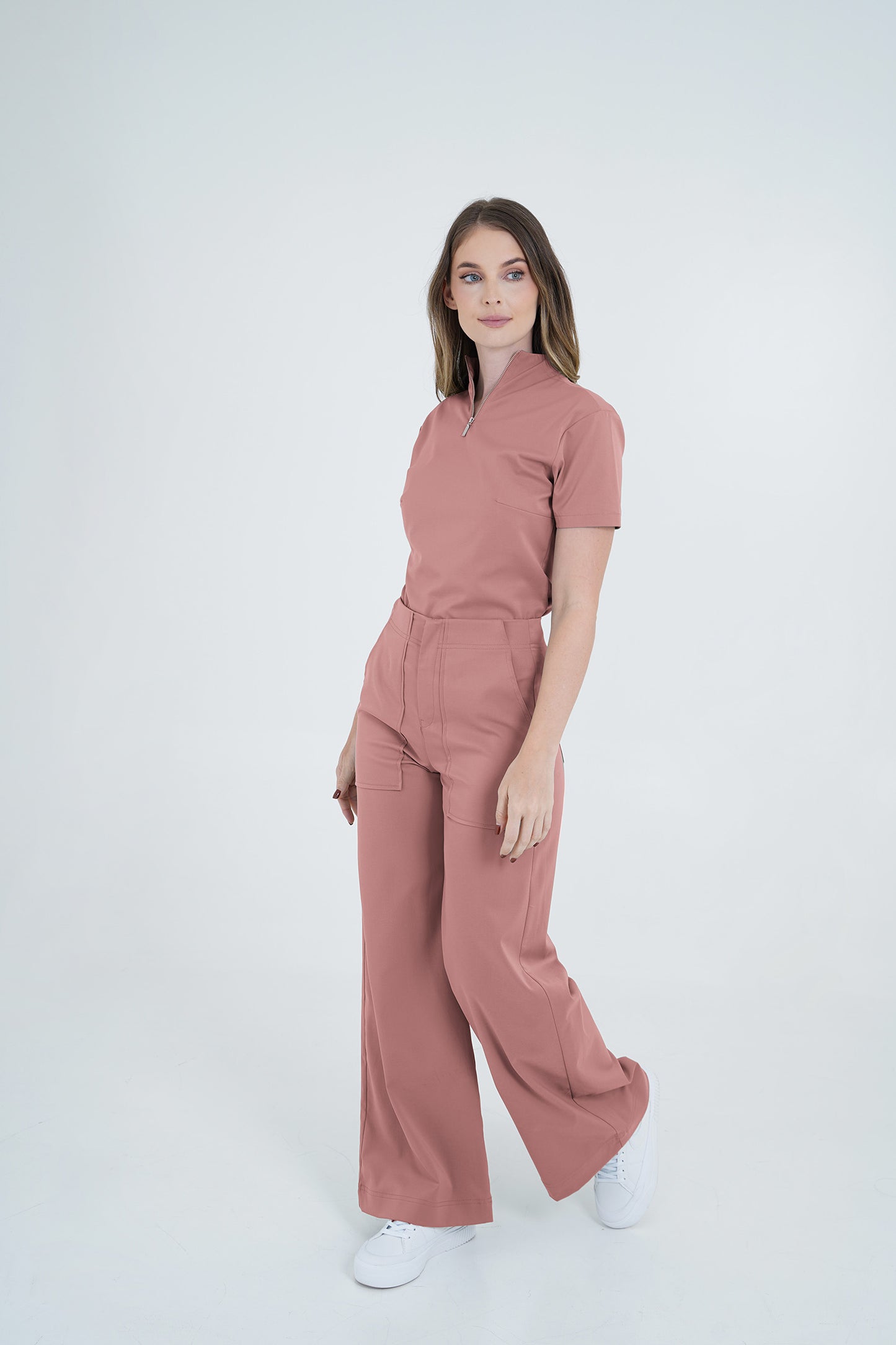Camisa de uniforme médico Berlín Rosa Ceniza (Slim Fit)