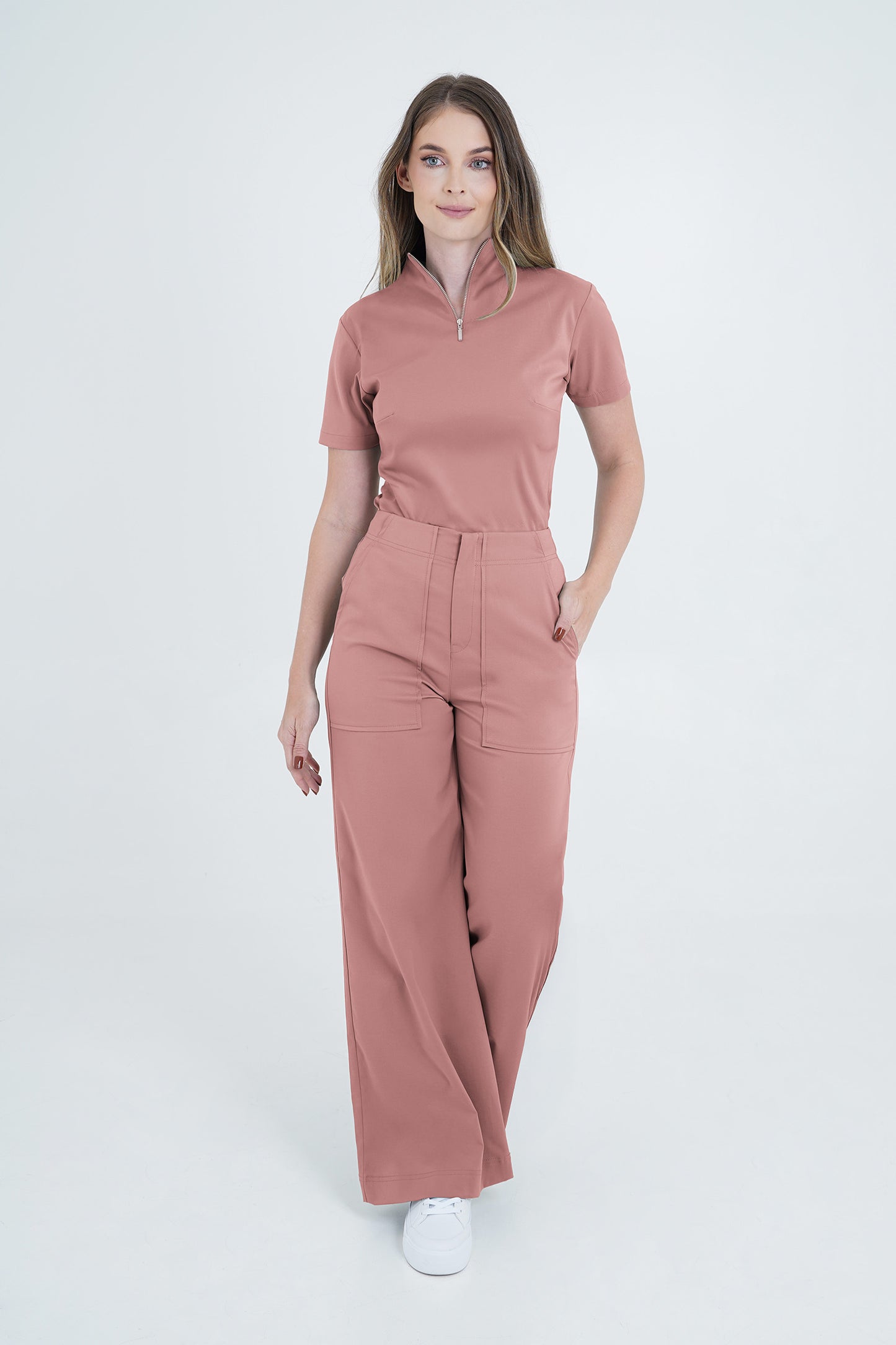 Camisa de uniforme médico Berlín Rosa Ceniza (Slim Fit)
