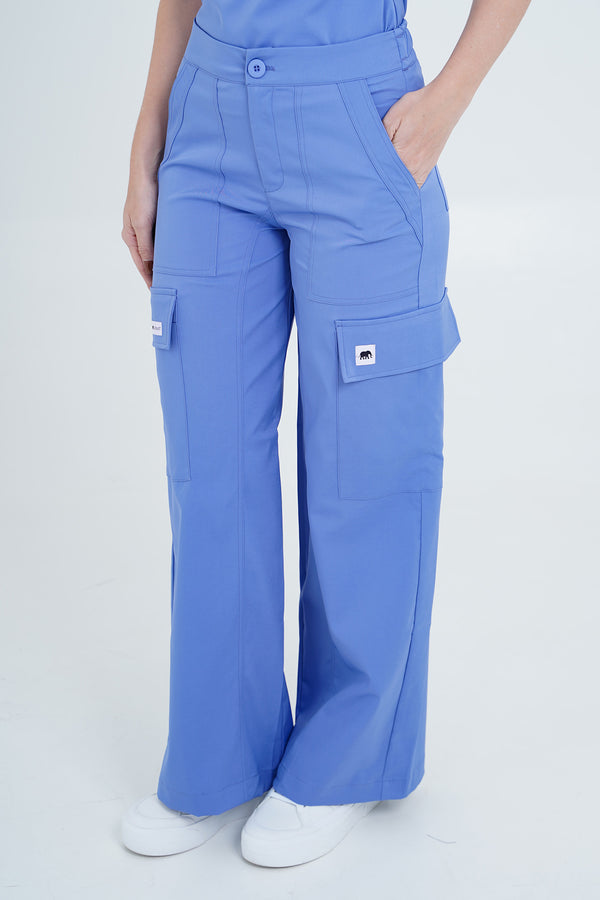 Pantalón médico Cargo Lila Empolvado bota recta con bolsillos – antifluido Gaphant