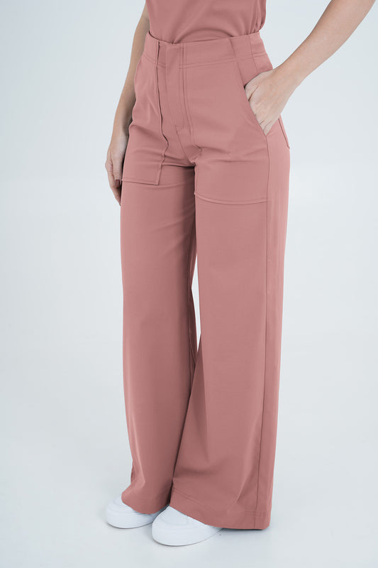 Pantalón uniforme médico Berlín Rosa Ceniza (Slim Fit)