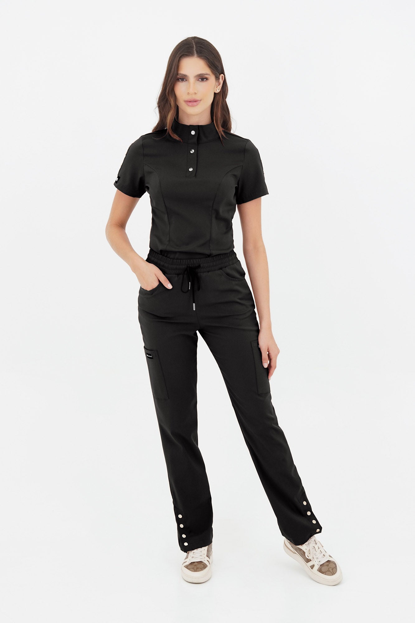 Pantalón médico negro mujer Slim Fit – uniforme Roma profesional Gaphant