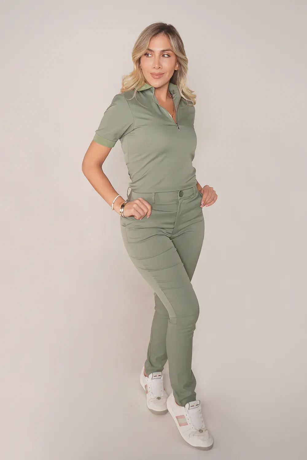 Camisa de uniforme médico Polo verde oliva