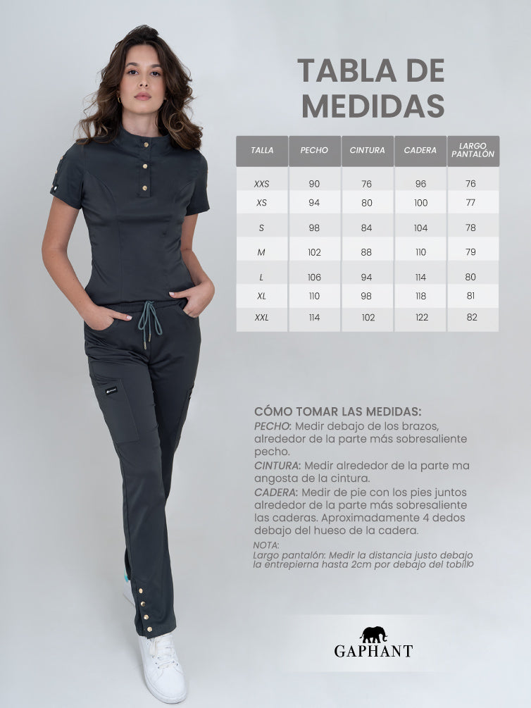 pantalón médico Roma Gris Oscuro – tela antifluida resistente Gaphant Colombia