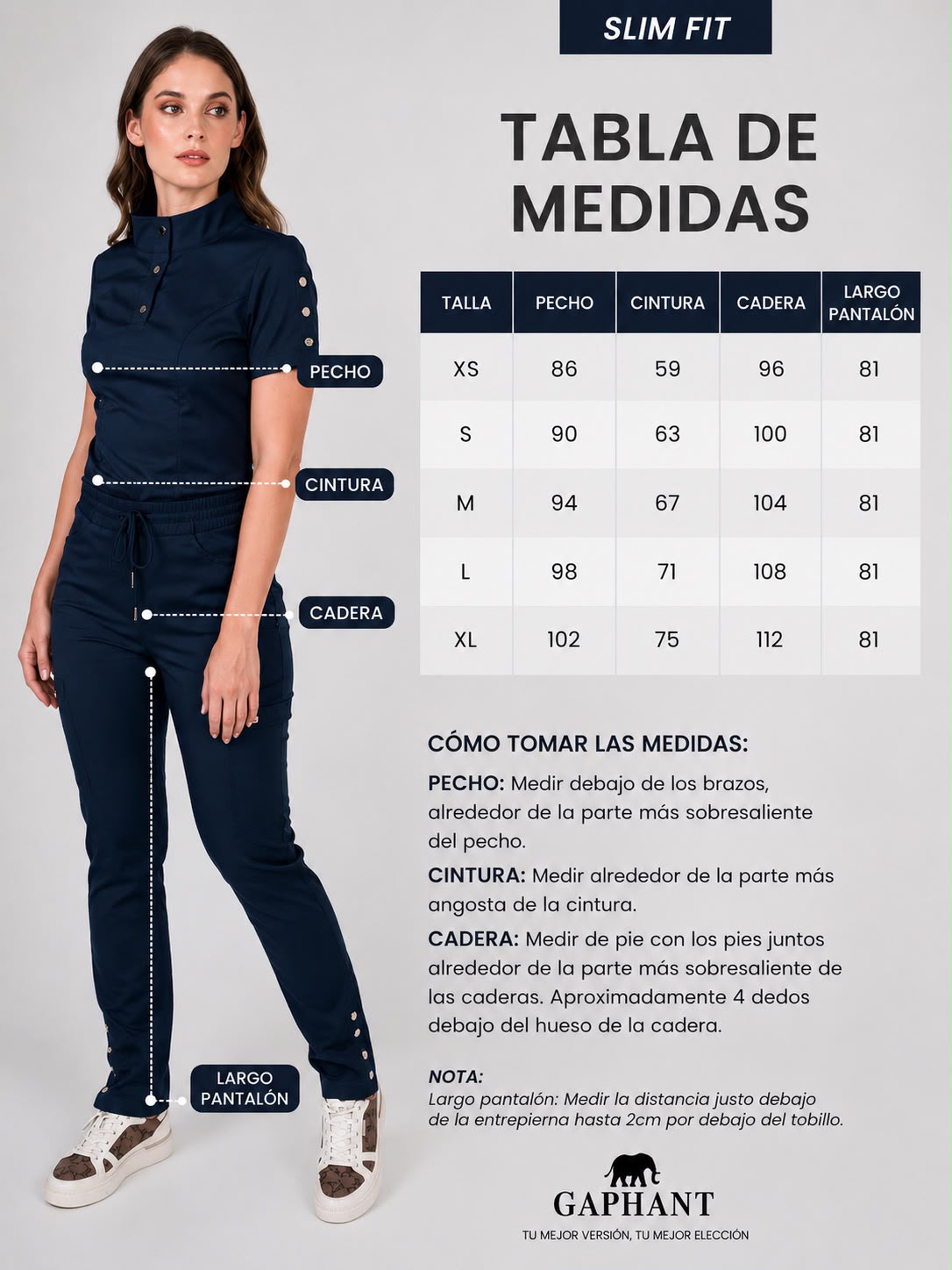 Camisa de uniforme médico Roma Azul Navy Slim fit