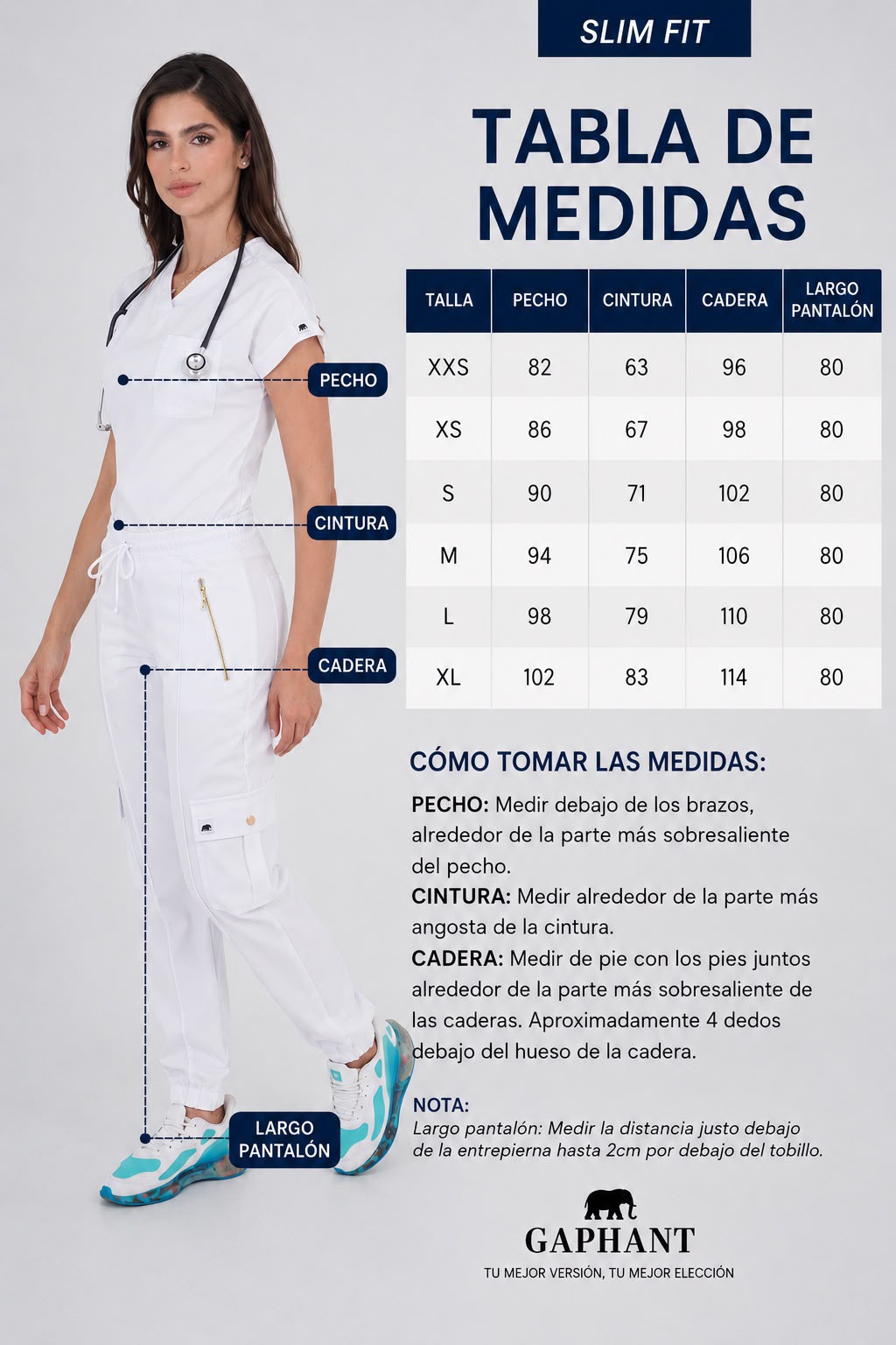 Set Uniforme Médico Parma Blanco – Camisa en V y Pantalón Jogger