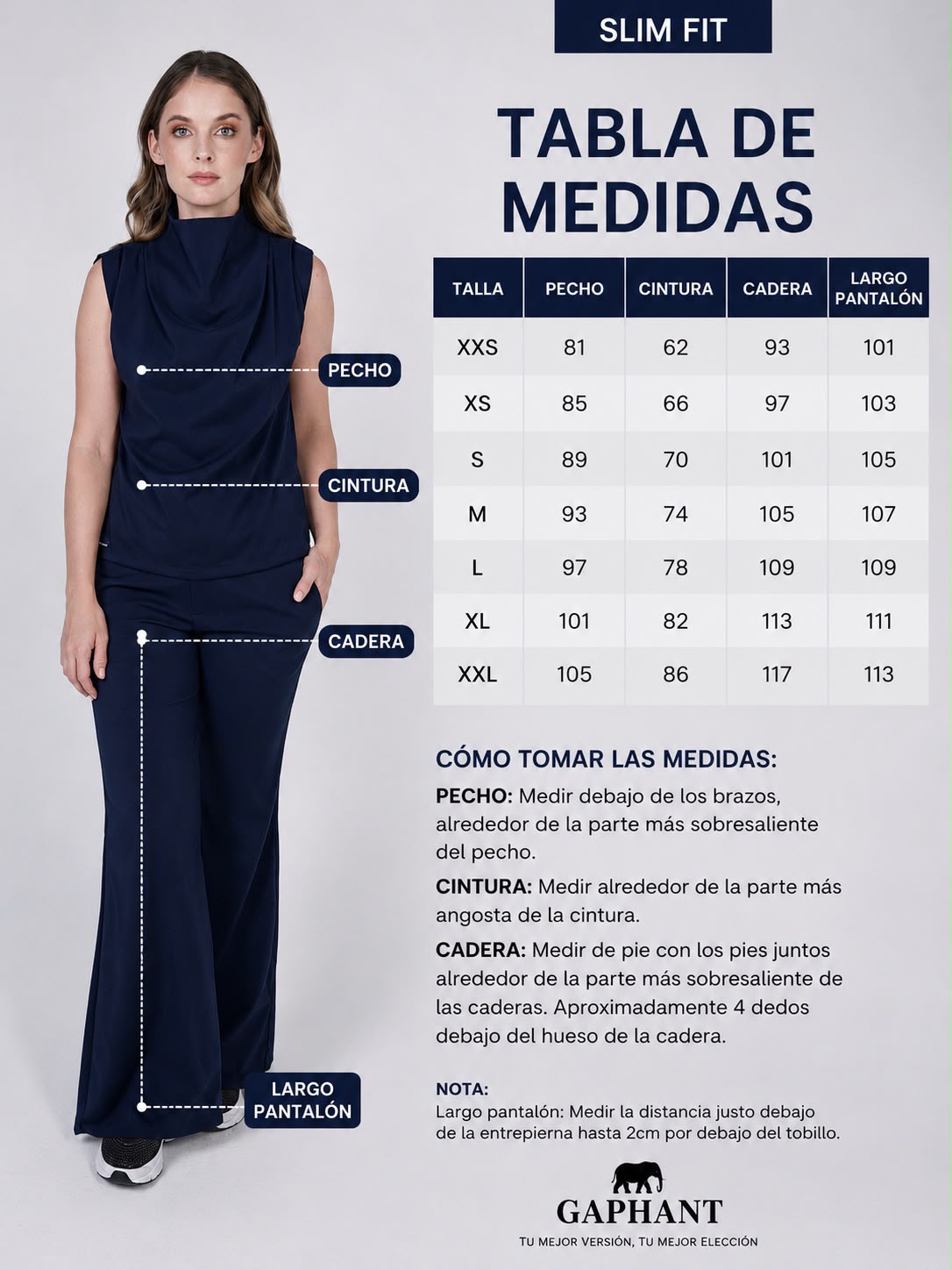 Pantalón de uniforme médico Luxury Azul Navy (Slim Fit)