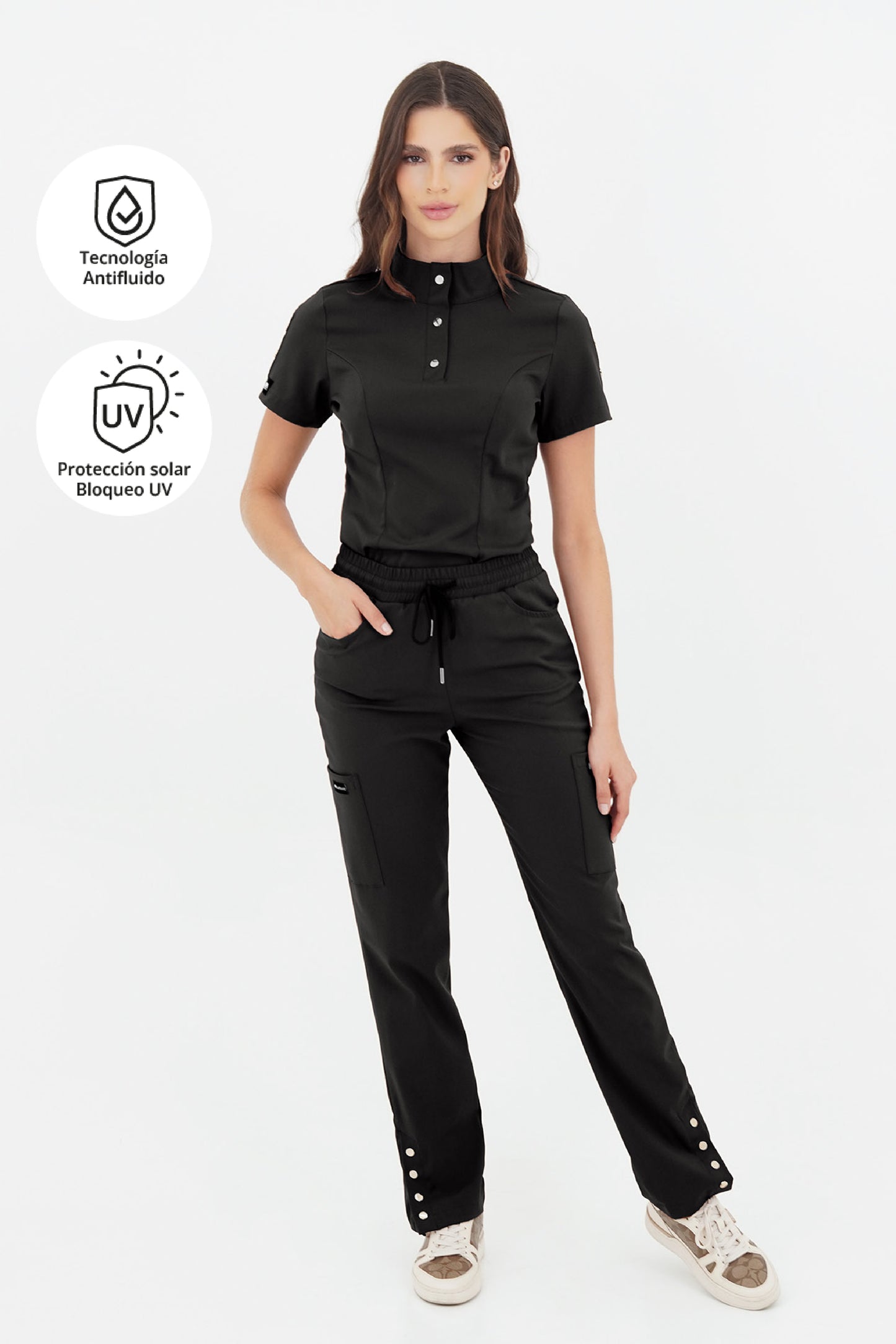 Set Uniforme Médico Roma Negro Slim Fit – Antifluido y Elegante