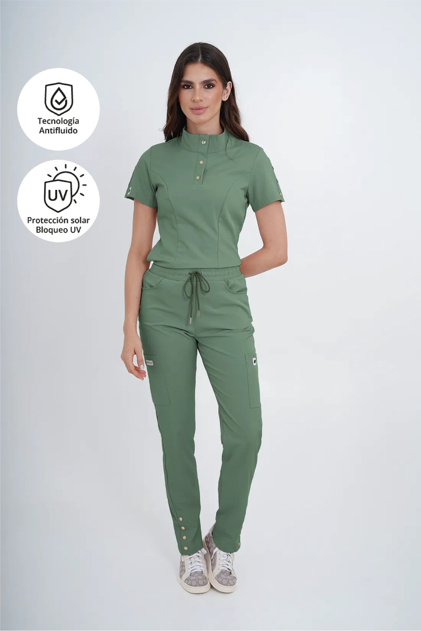 Set Uniforme Médico Roma Verde Oliva Slim Fit – Antifluido y Elegante