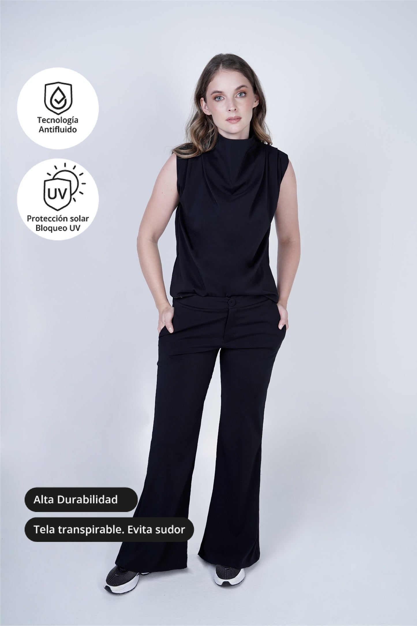 Set de uniforme médico Luxury negro (Slim Fit)
