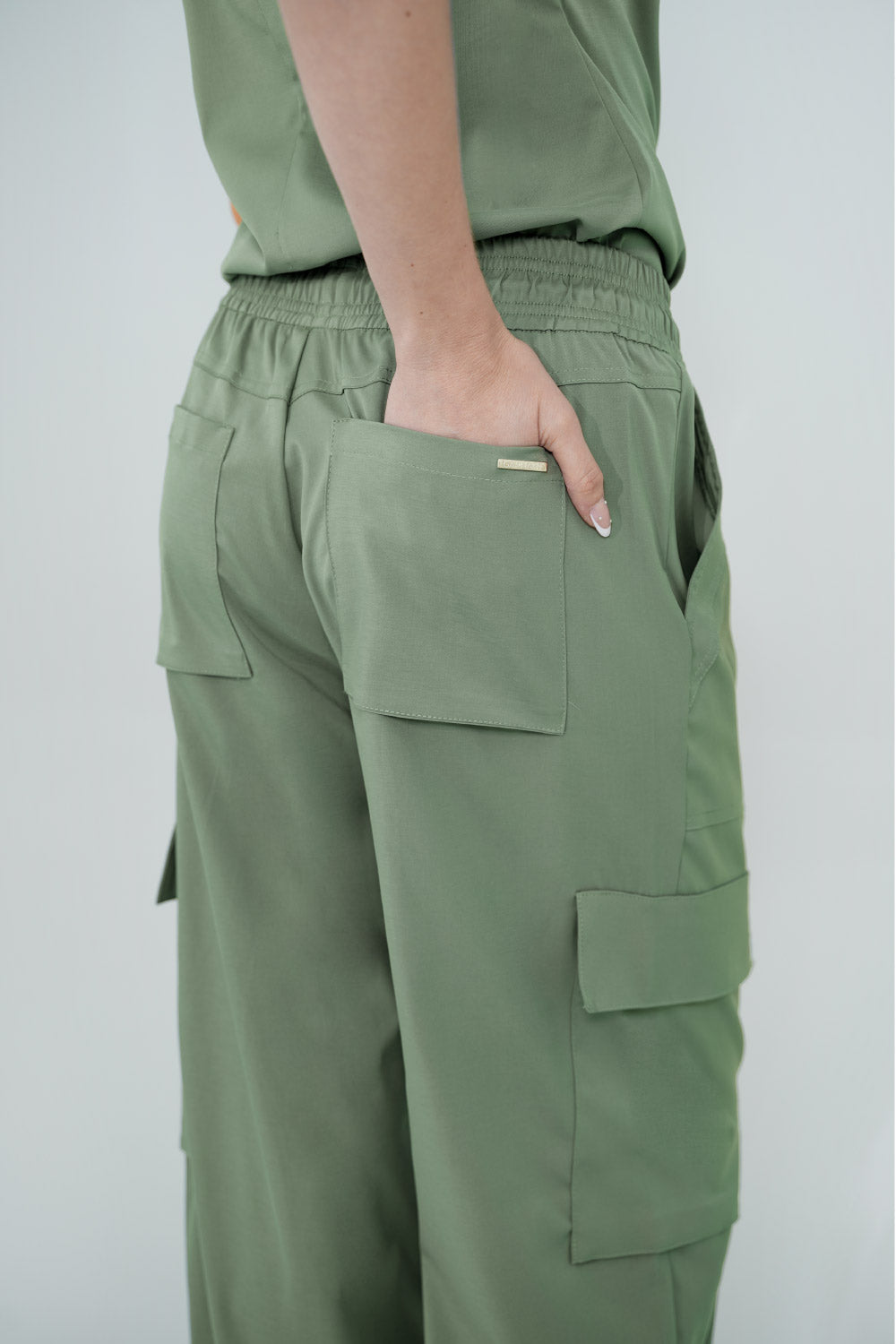 set cargo verde oliva claro