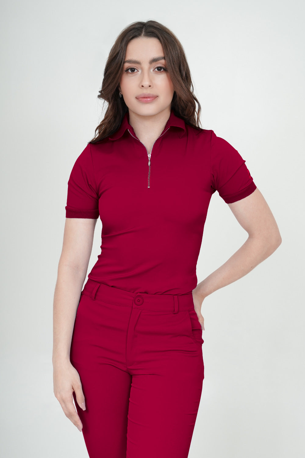 Camisa de uniforme médico Polo Cereza
